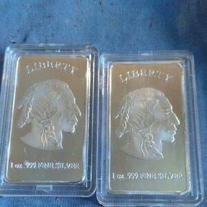 Silver Liberty Bars(2) - 1 oz .999 Fine Silver